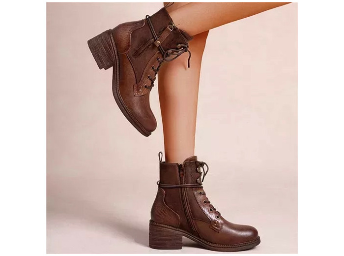 R397- Bottine unie talon médium (T36-T42) (marron)