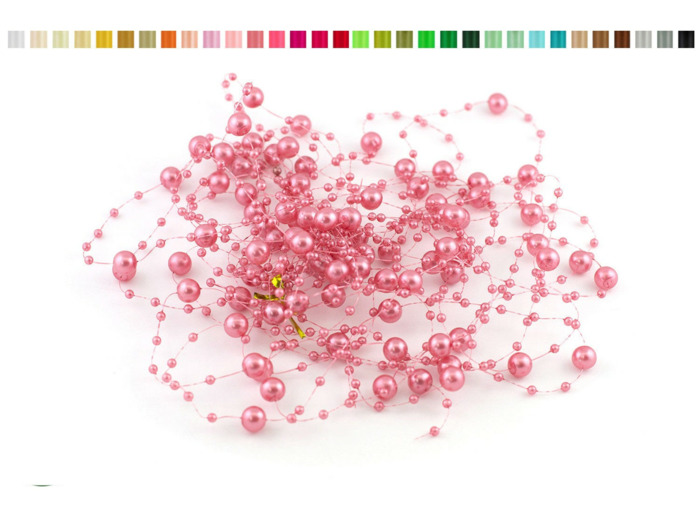 Lot de 5 guirlandes de perles de 1,30m de long chacune vieux rose