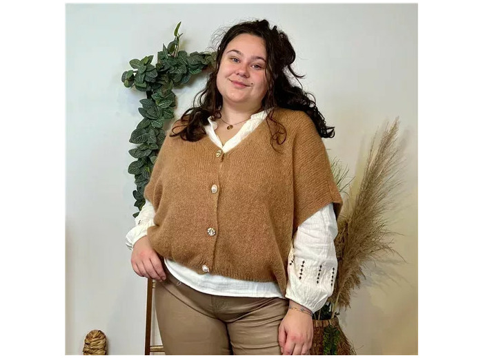 Z143- Gilet boutons fantaisies (Gu) (camel)