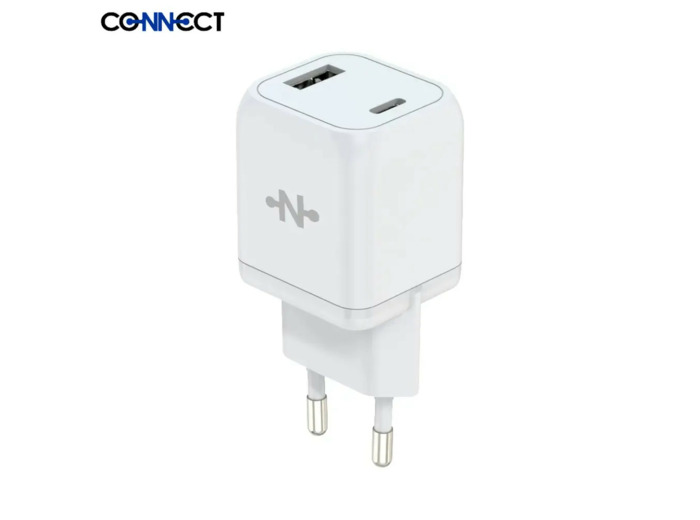 CONNECT - Chargeur Secteur Multi GaN Charge Rapide 33W (USB + USB-C) Blanc
