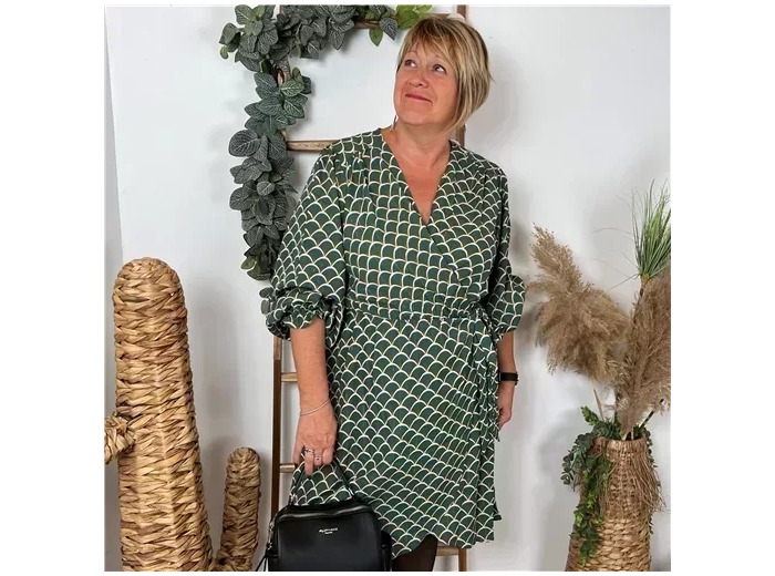 M347- Robe By One cache coeur (T40-T48) (vert émeraude)