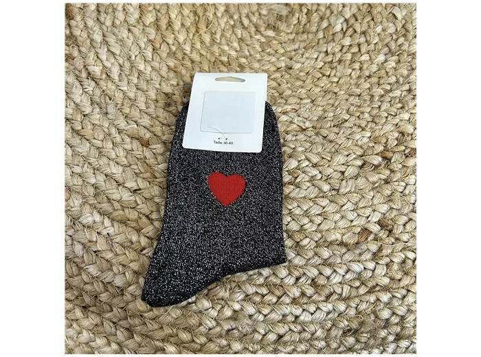 V310- Chaussettes "Coeur Rouge ❤️" (noir)