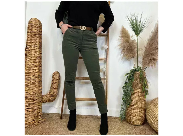 L804- Pantalon en velours (T36-T44) (kaki)