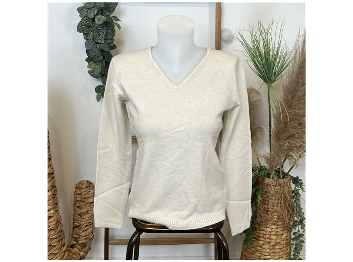 Y254-Tricotonic Col V les T38 & 42 (beige)