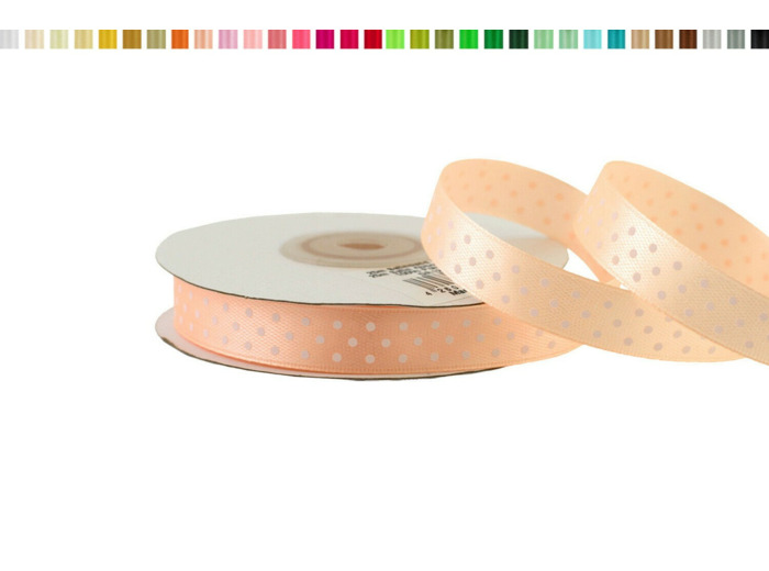Ruban satin a pois 12mm de large 25m de long Abricot