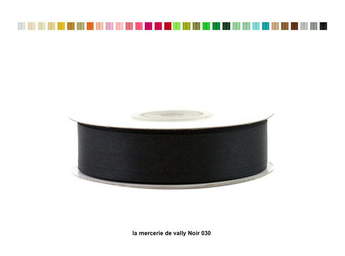 Ruban satin 18 mm de large par bobine de 25m noir
