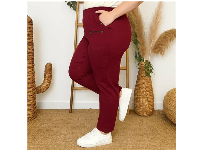 T545- Pantalon Confort JST (T38-T52) (bordeaux)