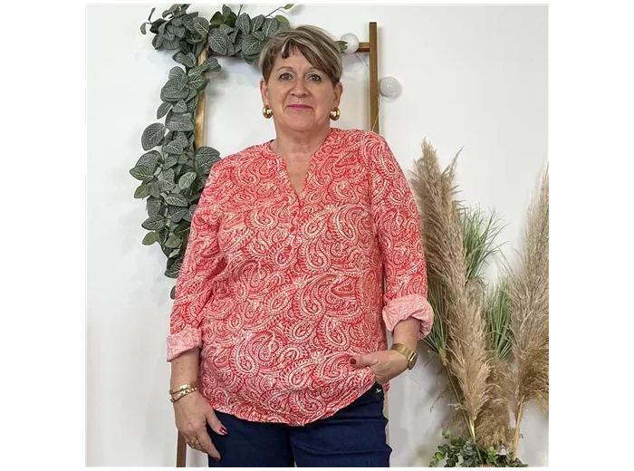 K818- Blouse «Cachemire » Christy (T44-T52) (rouge)
