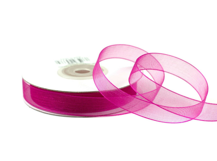 Ruban organza 12 mm de large bobine de 25 metres de long fuchsia