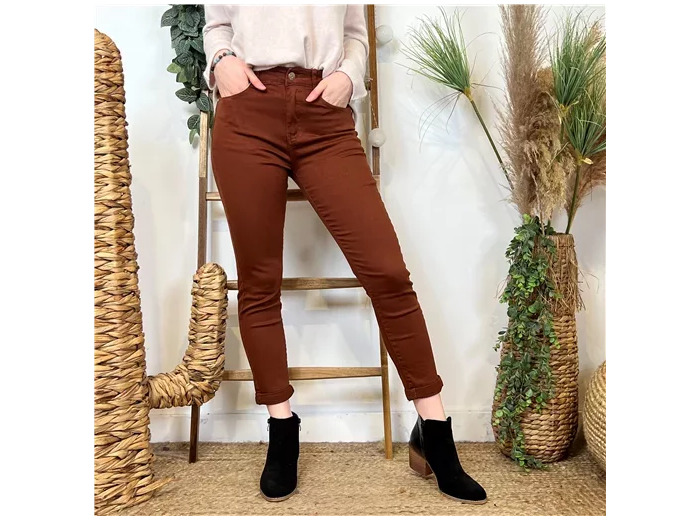 O516- Jean 7/8ème Voggo T36 T44 (cognac)