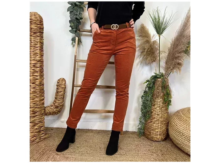 L804- Pantalon en velour (T36-T44) (rouille)
