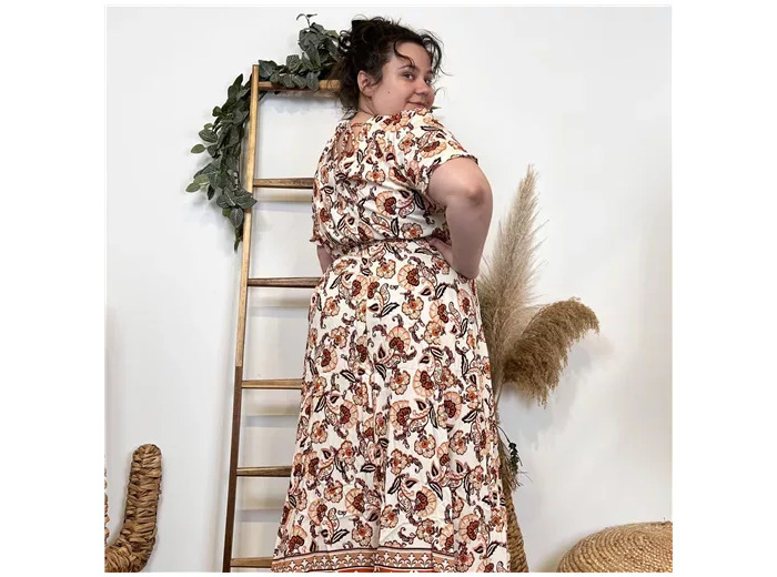 K285- Robe longue Bohême (T40-T48) (camel)