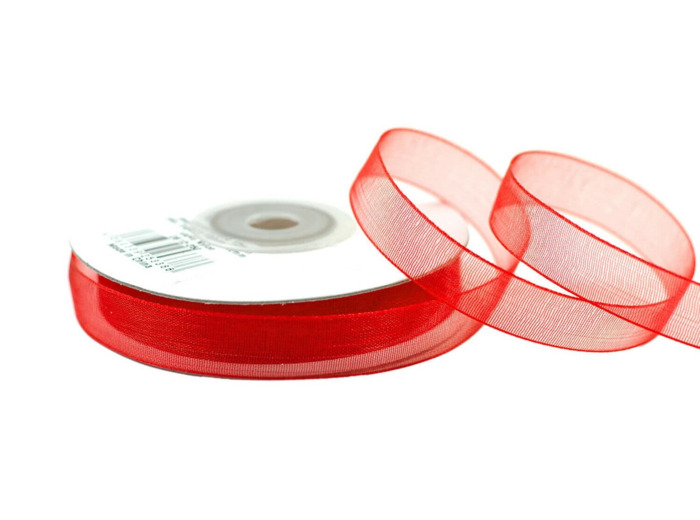 Ruban organza 12 mm de large bobine de 25 metres de long rouge