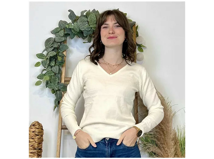 Y370- Pull Épais sans laine «Voggo» (T36-T48) (ecru)
