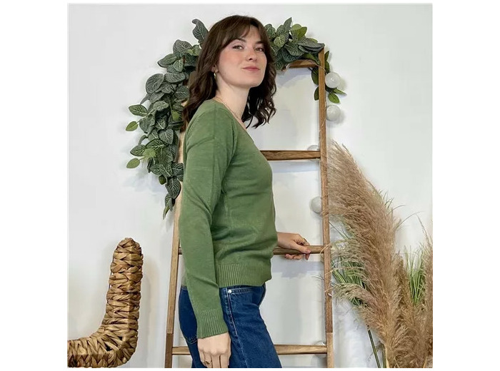 Y374- Pull Épais sans laine «Voggo» (T36-T48) (kaki)