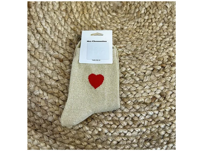 V310- Chaussettes "Coeur Rouge ❤️" (doré)