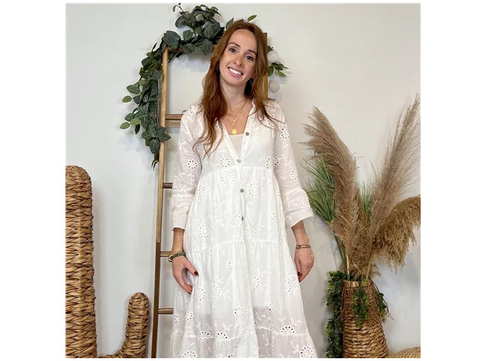 K230- Robe Broderie anglaise (Tu) 🇮🇹 (blanc)