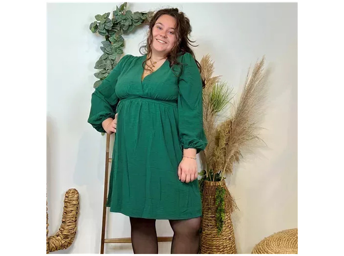 K795- Robe Maëlle unie (T40-T48) (vert brésil)