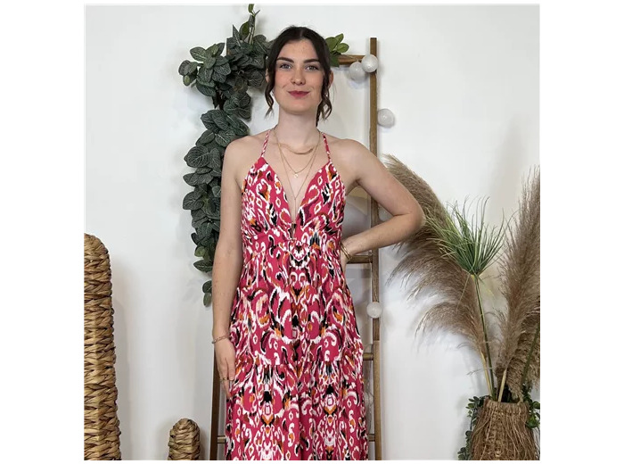 L034- Robe Dos nu, "Version Féminin" (fuchsia)