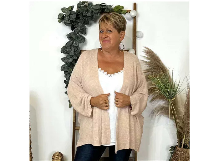 Z164- Gilet Maille Nid d abeille (Gt) (beige)