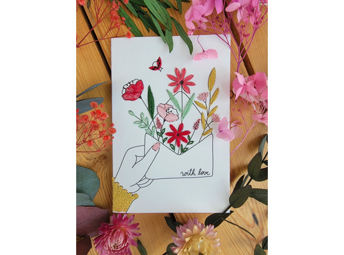 Carte à broder - L'enveloppe fleurie