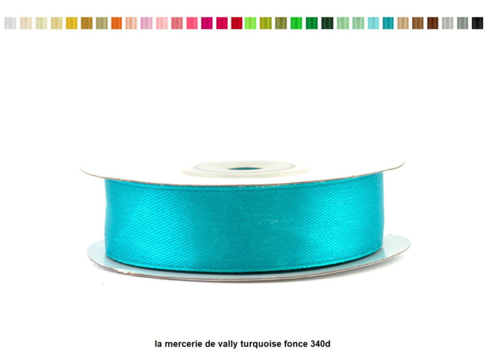 Ruban satin 18 mm de large par bobine de 25m turquoise fonce