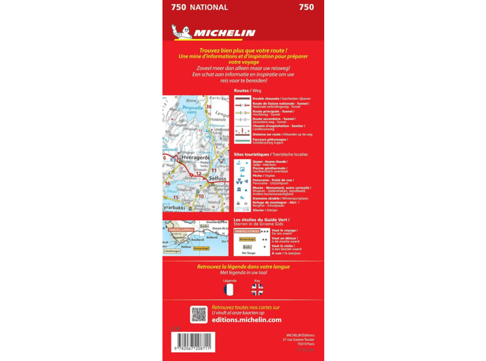 CARTE NATIONALE ISLANDE / IJSLAND