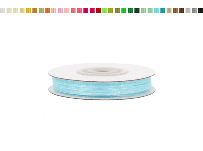 Ruban organza 3mm de large bobine de 50 metres de long bleu ciel