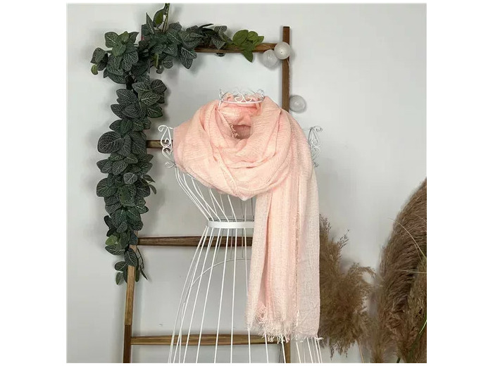 Y510– Foulard uni froissé (rose pâle)