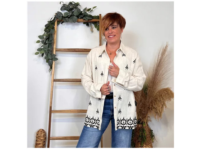 K259- Blouse « Version Féminin » (T36-T40) (beige)