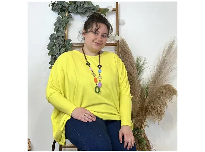 K533- Top Oversize uni (Gt) (jaune soleil)