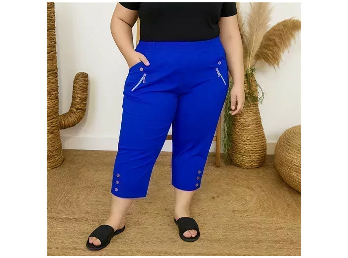 T581- Pantacourt stretch uni JST (T38-T52) (bleu royal)