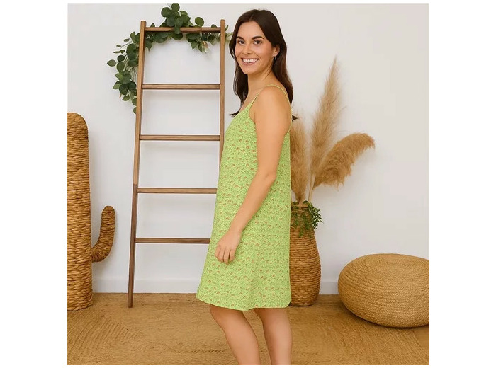 K171- Robe d'été Liberty (Tu) 🇮🇹 (vert anis)
