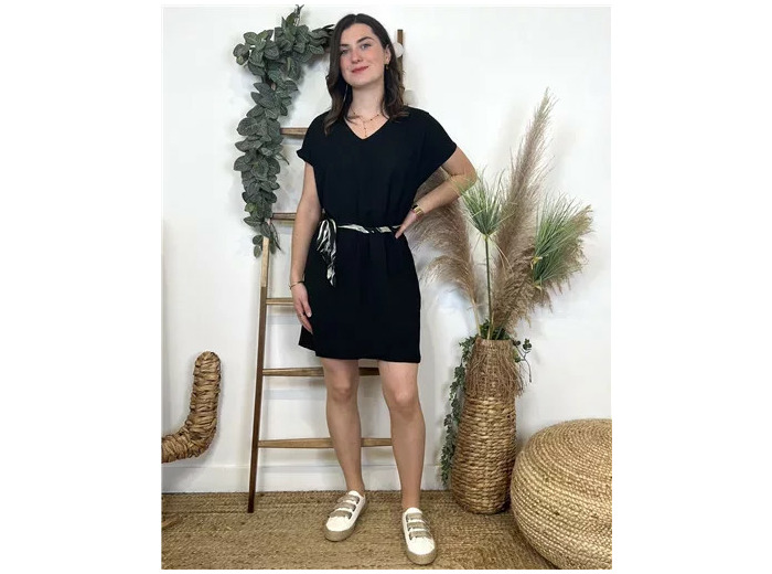 K991- Robe unie Maëlle (T36-T40) (noir)