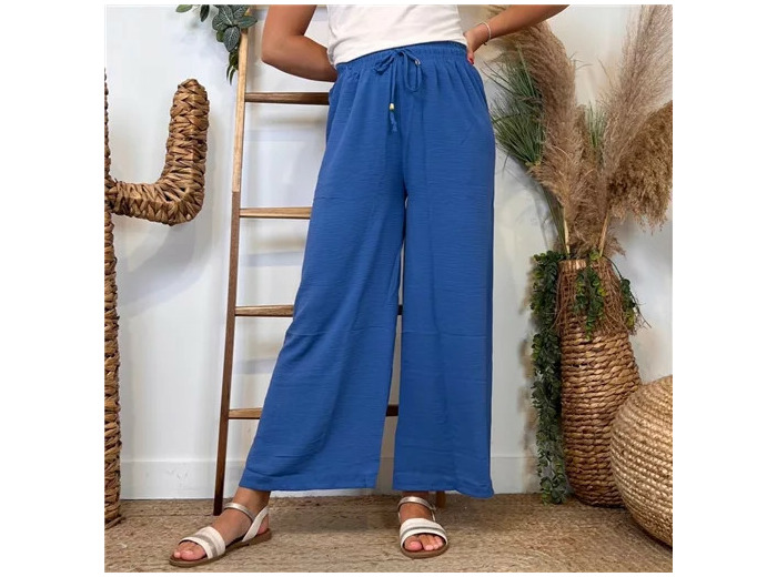 L761- Pantalon flou large 1er PRIX (Tu) (bleu royal)