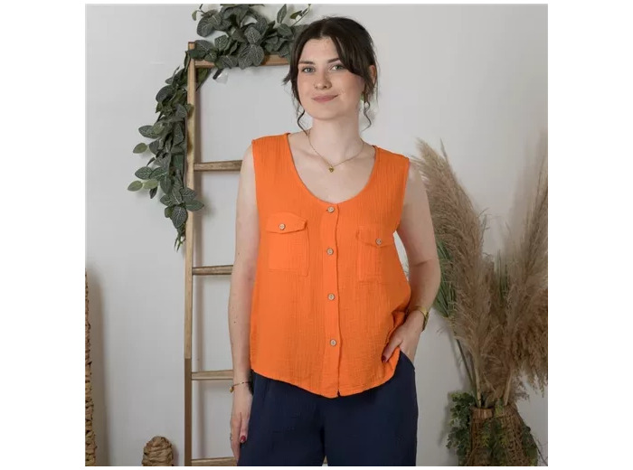 K197- Debardeur coton (Tu) 🇮🇹 (orange)