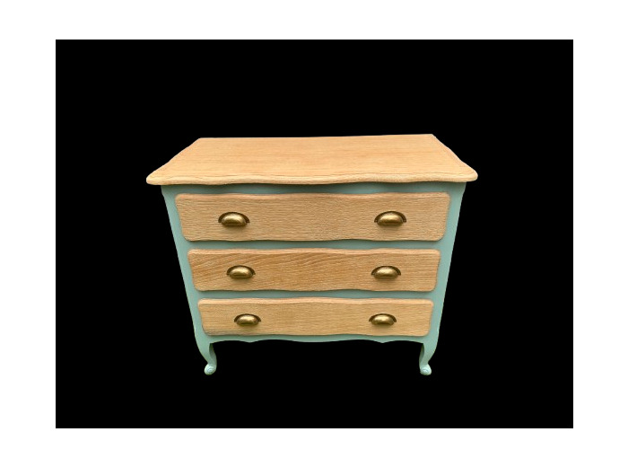 Commode chêne et vert d'eau