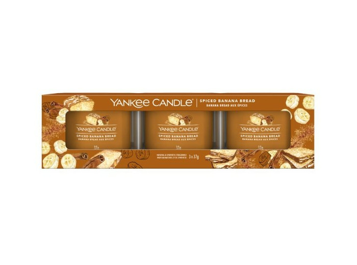 LOT DE 3 VOTIVES EN VERRE - GAUFRE BANANE ET CARAMEL