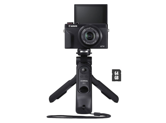 CANON POWERSHOT G7X Mark III Noir + Poignée trépied HG-100TBR + SD 64 GB