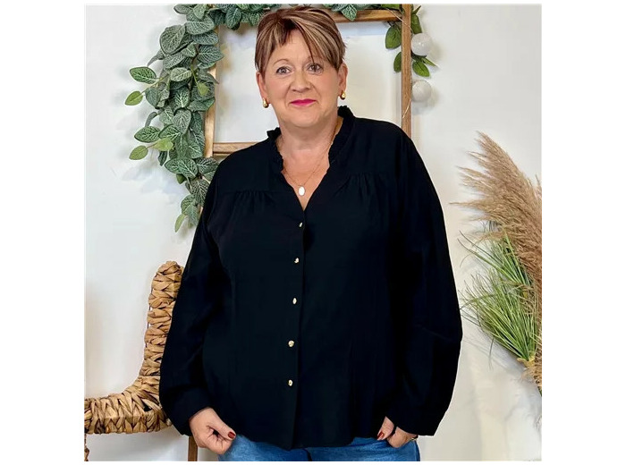 K063- Blouse Unie "Z-One" (T40-T48) (noir)