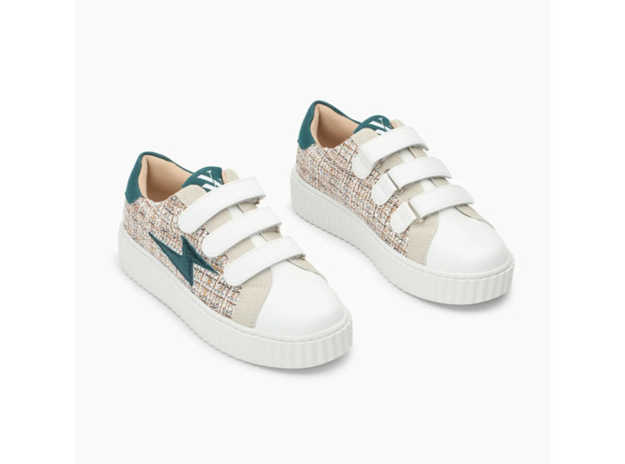 Baskets éclair en tweed multicolore à scratchs - Thiem - Vanessa Wu