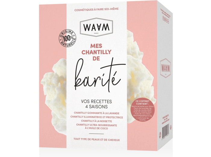 WAAM Cosmetics – Coffret Mes chantilly de karité – Cosmétique fait-maison – Idée cadeau – Coffret Cadeau de Noël – 4 recettes – Corps & Cheveux