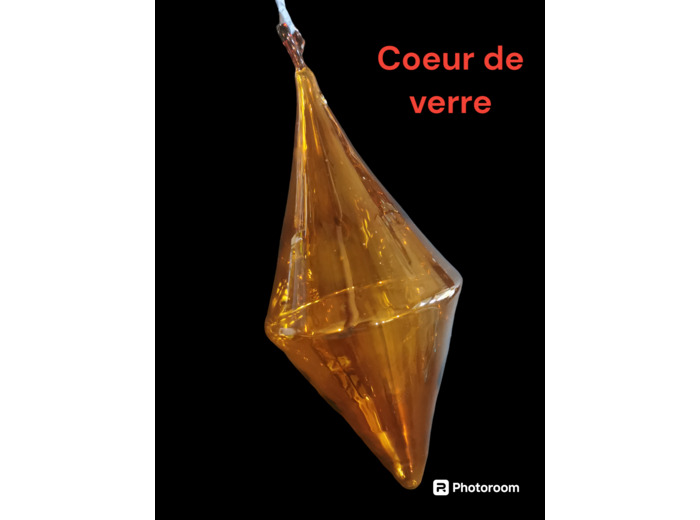 Suspension "Bouée" en verre jaune