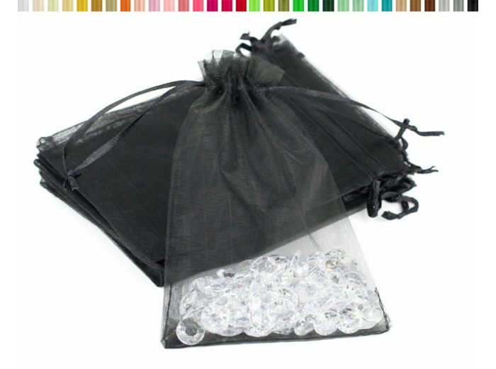 Lot de10 sacs en organza a nouer 7x9 cm pour bijoux noir