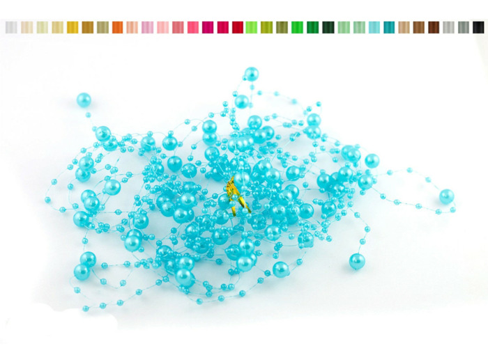 Lot de 5 guirlandes de perles de 1,30m de long chacune turquoise