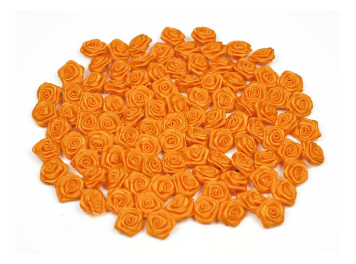 Sachet de 20 petites rose en satin 15 mm ORANGE 668