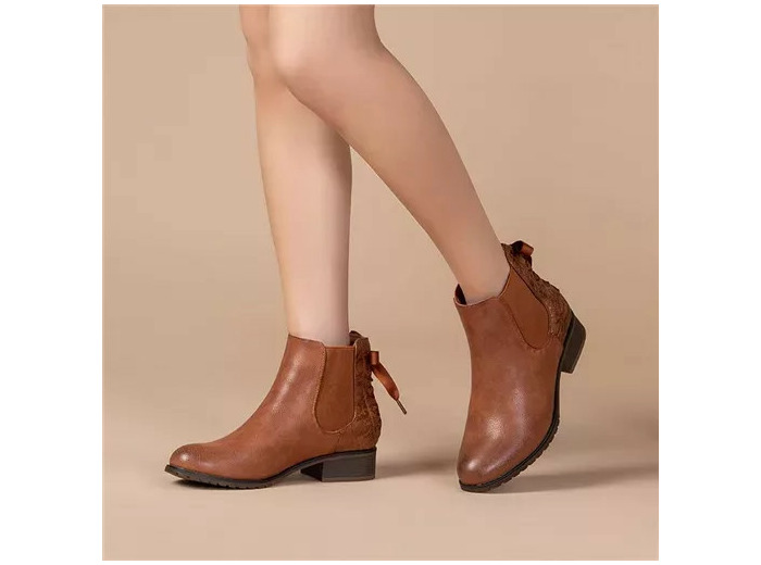 R390- Bottine à ruban (T36-T42) (camel)