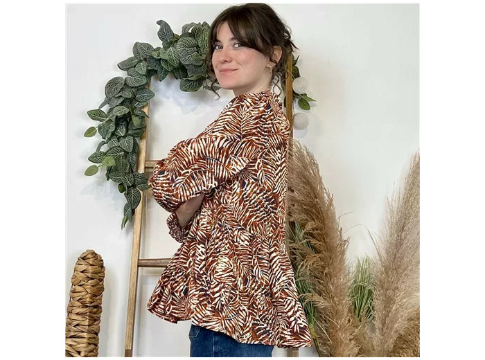 K040- Blouse By.One “Tendance” (T36-T38) (marron)