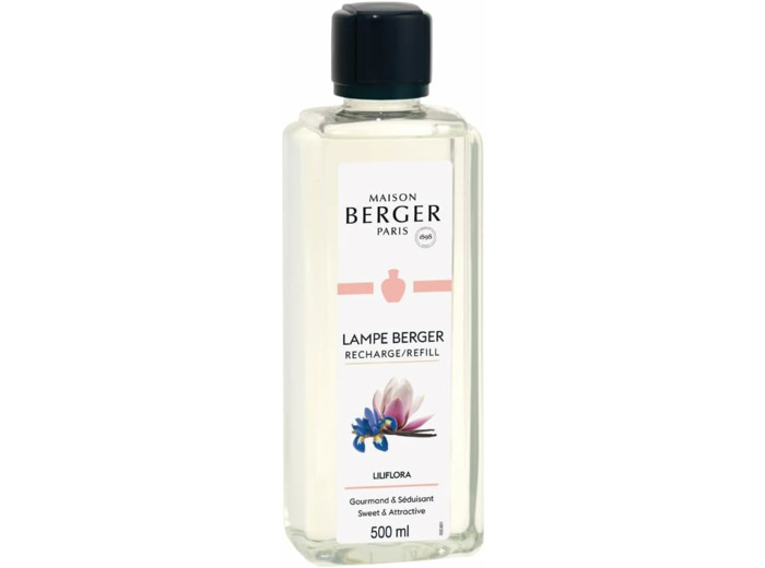 Maison Berger - Recharge Lampe Berger Liliflora - Prête à l'Emploi - Parfume et Purifie - Diffusion Fine, Homogène et Longue Durée - 500 ml