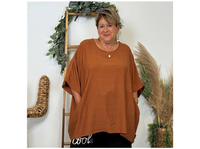 Z138- Tunique Oversize 2 Poches 🇮🇹 (rouille)